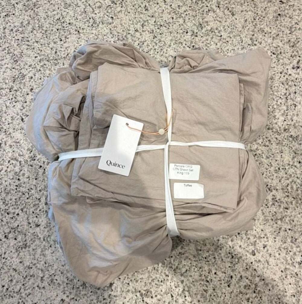 Quince Organic Crisp Percale Sheet Set King Toffee OUT OF STOCK ONLINE